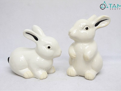 Tượng con thỏ ngọc gốm TCV-THO-01