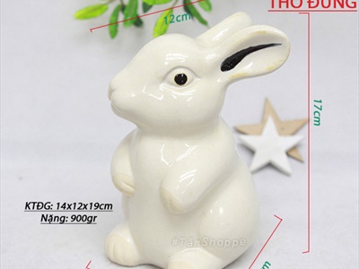 Tượng con thỏ ngọc gốm TCV-THO-01