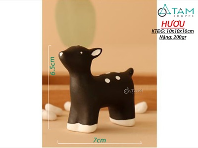 Tượng con vật gốm trắng đen Bắc Âu cỡ nhỏ nhiều kiểu TCV-LXK-01