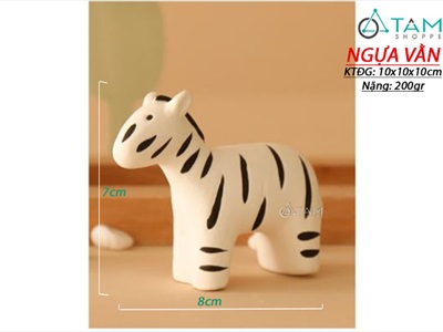 Tượng con vật gốm trắng đen Bắc Âu cỡ nhỏ nhiều kiểu TCV-LXK-01