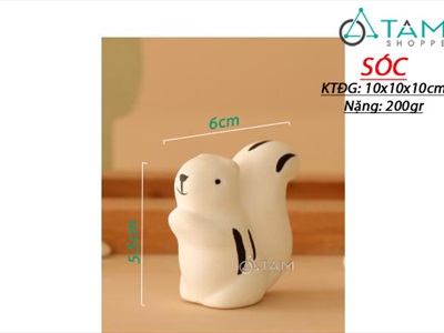 Tượng con vật gốm trắng đen Bắc Âu cỡ nhỏ nhiều kiểu TCV-LXK-01
