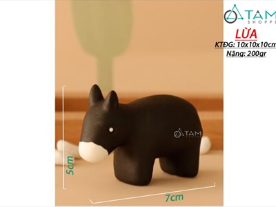 Tượng con vật gốm trắng đen Bắc Âu cỡ nhỏ nhiều kiểu TCV-LXK-01