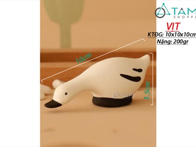 Tượng con vật gốm trắng đen Bắc Âu cỡ nhỏ nhiều kiểu TCV-LXK-01
