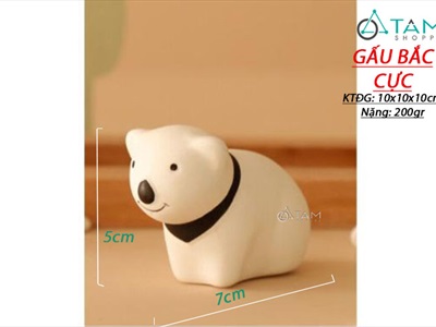 Tượng con vật gốm trắng đen Bắc Âu cỡ nhỏ nhiều kiểu TCV-LXK-01
