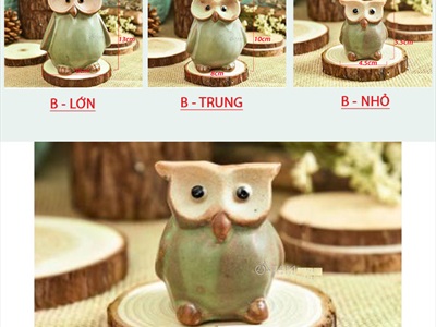 Tượng cú mèo gốm xanh ngọc Vintage TCV-CUMEO-01