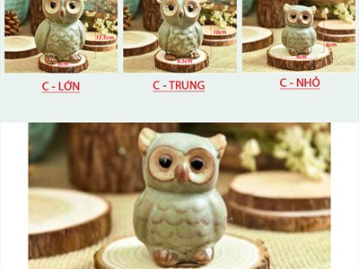 Tượng cú mèo gốm xanh ngọc Vintage TCV-CUMEO-01