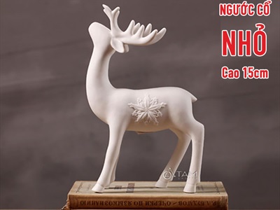 Tượng hươu gốm trắng Bắc Âu nhiều kiểu TCV-HUOU-01