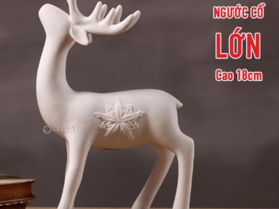 Tượng hươu gốm trắng Bắc Âu nhiều kiểu TCV-HUOU-01