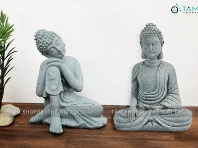 Tượng phật ngồi 2 kiểu resin giả đá TUONGPHAT-01