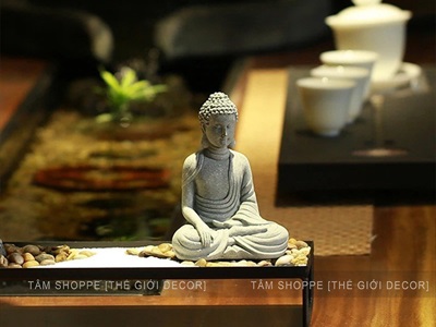 Tượng phật ngồi 2 kiểu resin giả đá TUONGPHAT-01