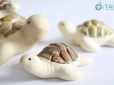 Tượng rùa gốm mình trắng nhiều cỡ TCV-RUA-02