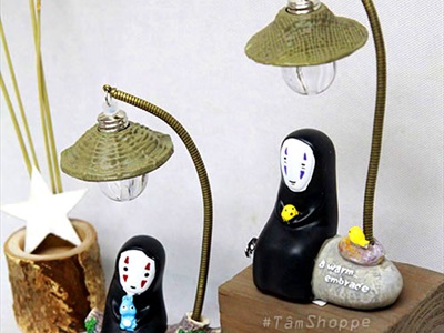 Tượng vô diện tiểu cảnh đèn phố hình nón (có đèn Led) BUPBE-VODIEN-01