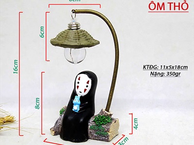 Tượng vô diện tiểu cảnh đèn phố hình nón (có đèn Led) BUPBE-VODIEN-01