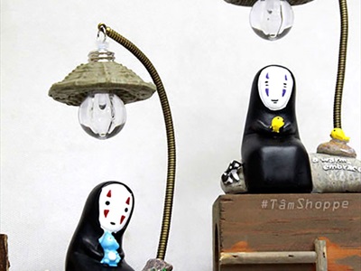 Tượng vô diện tiểu cảnh đèn phố hình nón (có đèn Led) BUPBE-VODIEN-01