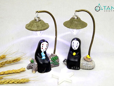 Tượng vô diện tiểu cảnh đèn phố hình nón (có đèn Led) BUPBE-VODIEN-01