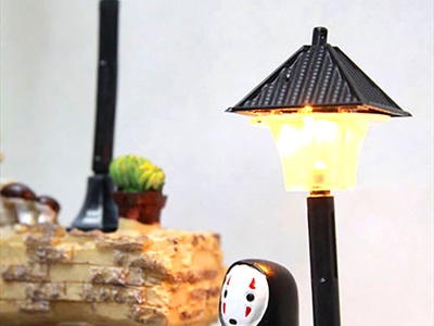Tượng vô diện tiểu cảnh trụ đèn công viên (có đèn Led) BUPBE-VODIEN-02