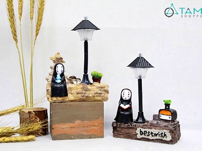 Tượng vô diện tiểu cảnh trụ đèn công viên (có đèn Led) BUPBE-VODIEN-02