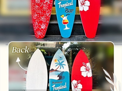 Ván lướt sóng trang trí chủ đề Tropical bar cao 90cm VLS-01