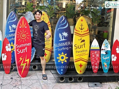 Ván lướt sóng trang trí chủ đề Surf Paradise cao 150cm VLS-02