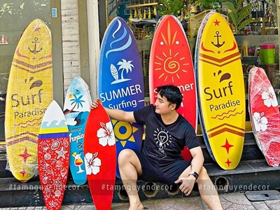Ván lướt sóng trang trí chủ đề Tropical bar cao 90cm VLS-01