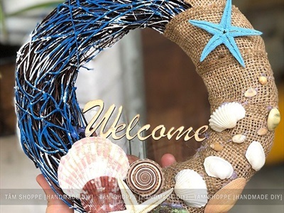Vòng treo cửa welcome chủ đề biển nửa vòng vải bố VTC-PCB-01