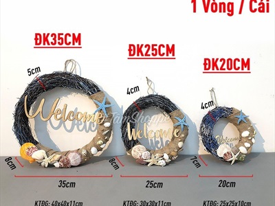 Vòng treo cửa welcome chủ đề biển nửa vòng vải bố VTC-PCB-01