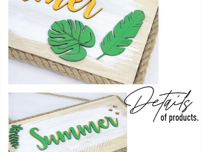 Bảng treo Summer Tropical viền dây thừng BTC-TROP-01