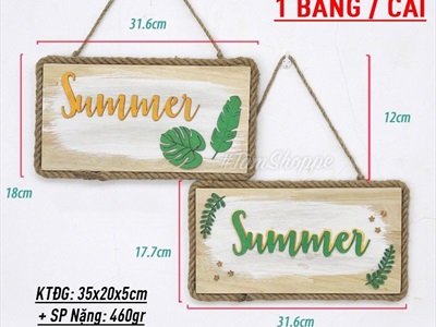 Bảng treo Summer Tropical viền dây thừng BTC-TROP-01