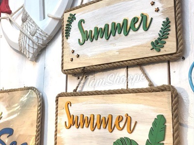 Bảng treo Summer Tropical viền dây thừng BTC-TROP-01