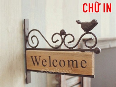 Bảng welcome áp tường khung sắt cổ điển BTC-WEL-05