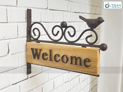 Bảng welcome áp tường khung sắt cổ điển BTC-WEL-05