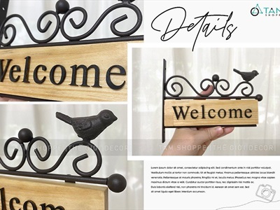 Bảng welcome áp tường khung sắt cổ điển BTC-WEL-05