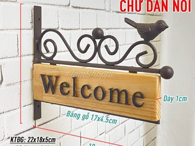 Bảng welcome áp tường khung sắt cổ điển BTC-WEL-05