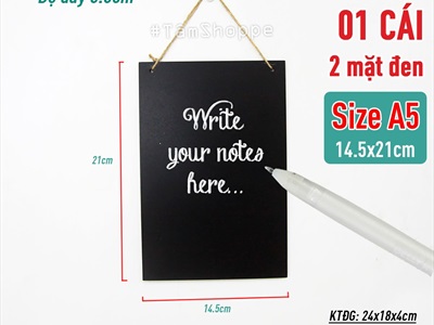 Bảng đen viết phấn chữ nhật treo tường nhiều cỡ [2 mặt - kèm dây] BANGDEN-18