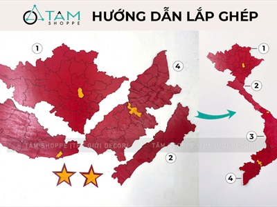 Bản đồ Việt Nam dán tường bằng gỗ [126x50cm - Tặng keo 3M] BANDO-01