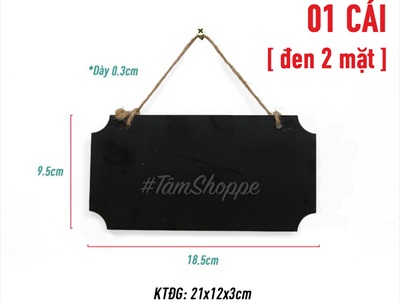 Bảng đen viết phấn chữ nhật bo lõm 4 góc treo tường 18x9cm [2 mặt - dễ viết] BANGDEN-13