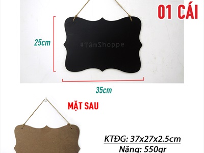 Bảng đen viết phấn chữ nhật viền sóng treo tường 35x25cm [1 mặt - dễ viết] BANGDEN-12