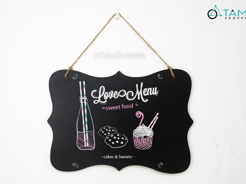 Bảng đen viết phấn chữ nhật viền sóng treo tường 35x25cm [1 mặt - dễ viết] BANGDEN-12