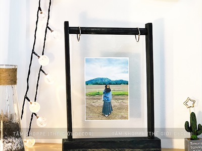 Standee bảng đen mica để bàn khổ A5 hình cổng trời [Treo Menu - Ghi chú]  BANGDEN-02