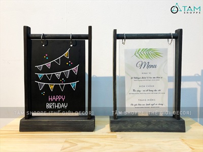 Standee bảng đen mica để bàn khổ A5 hình cổng trời [Treo Menu - Ghi chú]  BANGDEN-02
