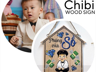 Bảng treo cửa hình ngôi nhà theo yêu cầu [Nhận vẽ Chibi] YC-BANGTREO-02
