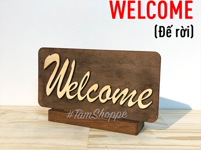 Bảng Welcome - Order Here gỗ để bàn màu Rustic BANGTEN-01