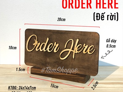 Bảng Welcome - Order Here gỗ để bàn màu Rustic BANGTEN-01