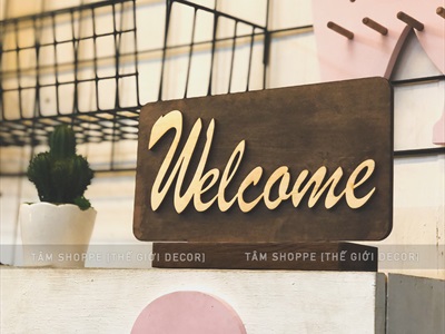 Bảng Welcome - Order Here gỗ để bàn màu Rustic BANGTEN-01