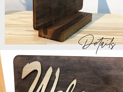 Bảng Welcome - Order Here gỗ để bàn màu Rustic BANGTEN-01