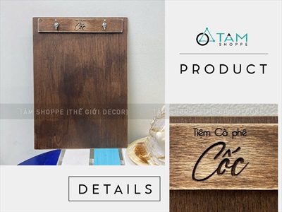Bìa gỗ kẹp menu + Đế gỗ có rãnh kẹp bìa tự đứng [A3/A4 - Khắc logo theo YC] BIAKEP-01