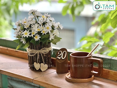 Bộ thẻ số để bàn quán cafe bằng gỗ trụ tròn [Tặng khay - Đều đẹp] SO-GO-01