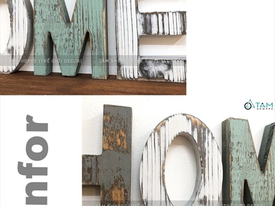 Chữ HOME gỗ Vintage Bắc Âu 15cm CHU-GO-02