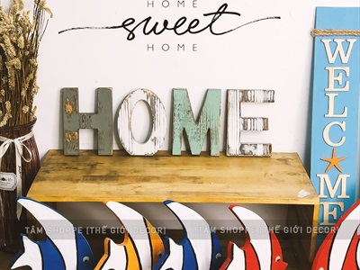Chữ HOME gỗ Vintage Bắc Âu 15cm CHU-GO-02