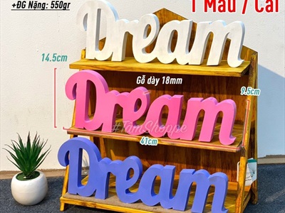 Chữ gỗ DREAM dính liền 15x40cm CHU-GO-04
